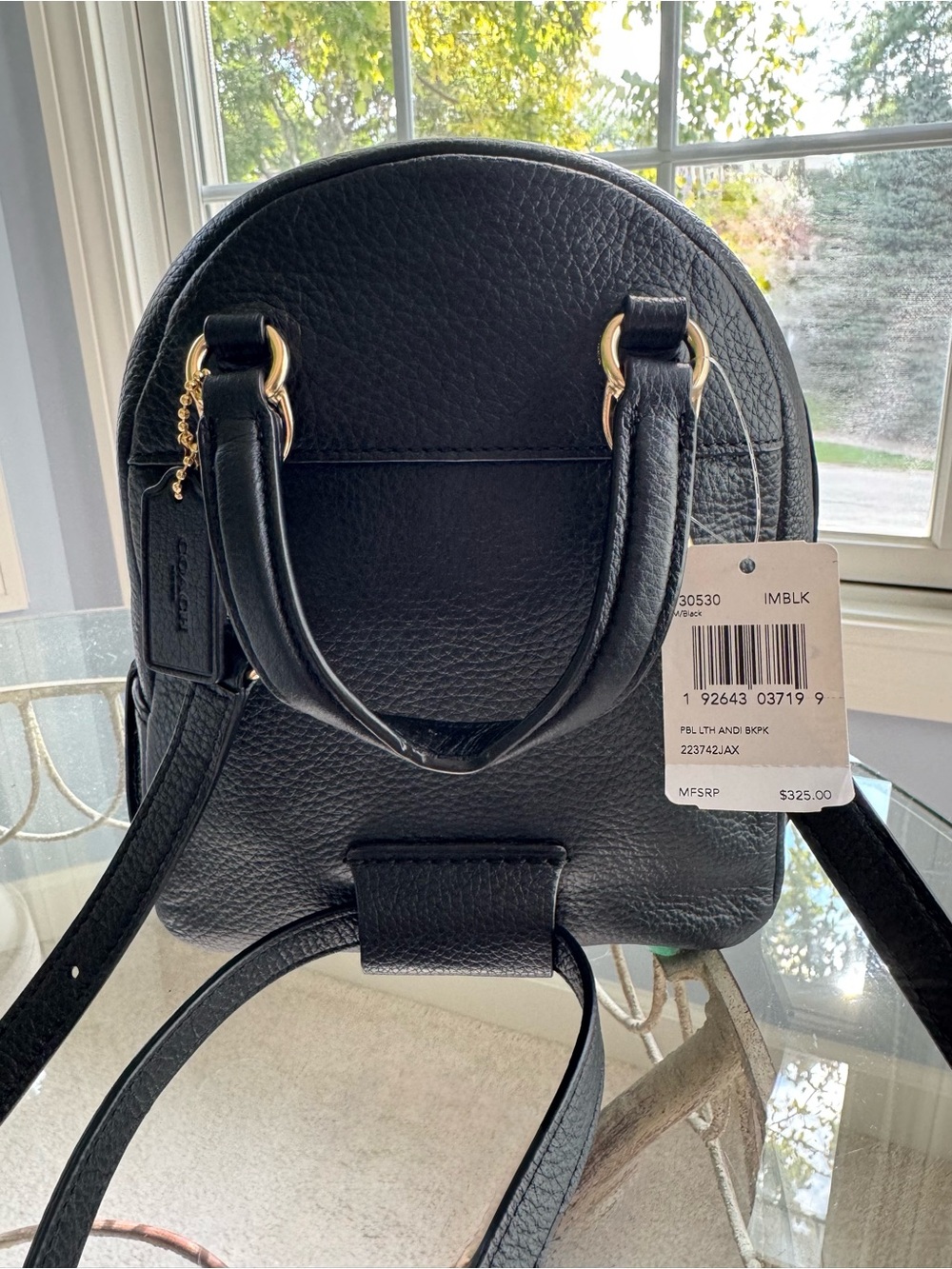 NWT Coach Andi Pebbled Leather Backpack Black Gold Hardware - Picture 8 of 14